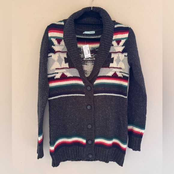 NWT Maurice’s Women's Gray Patterned “Grandpa” Cardigan Sweater - Picture 1 of 9